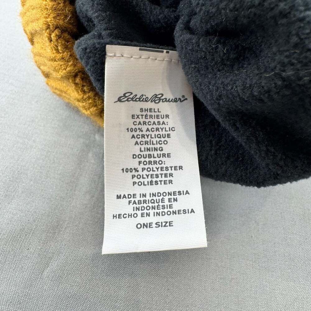 Eddie Bauer Two-Tone Knit Beanie - Mustard/Blue - Picture 6 of 6